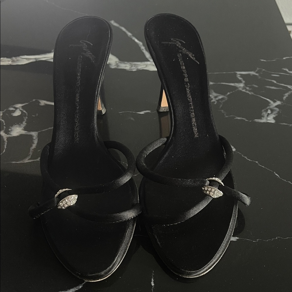 Giuseppe Zanotti Black Heels with Silver Accents